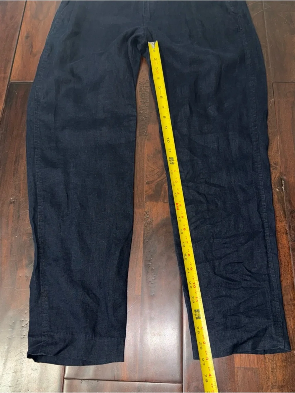 Zara Navy Linen Straight Leg Pants